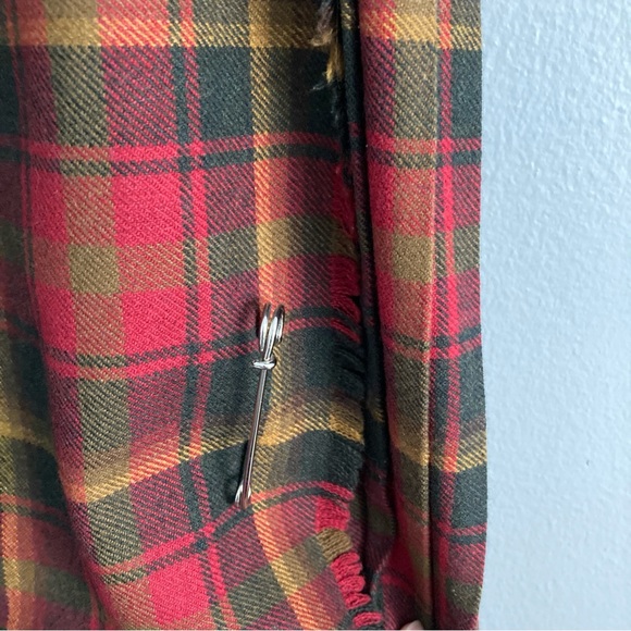 Womens Tartan Plaid Skirt Red Midi Length Size M - Picture 4 of 9